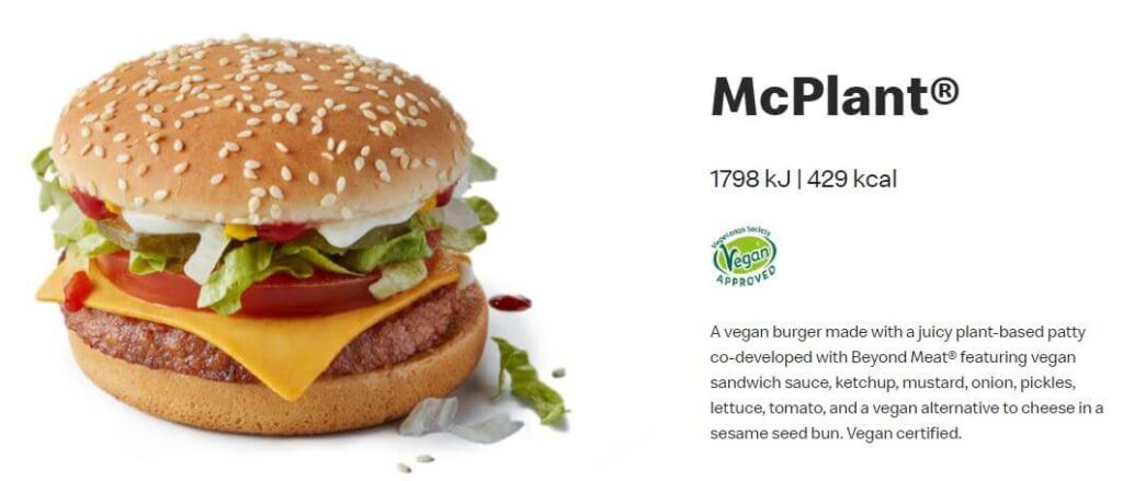 Növényi alapú hamburger az egyesült királyságbeli McDonald's-ból