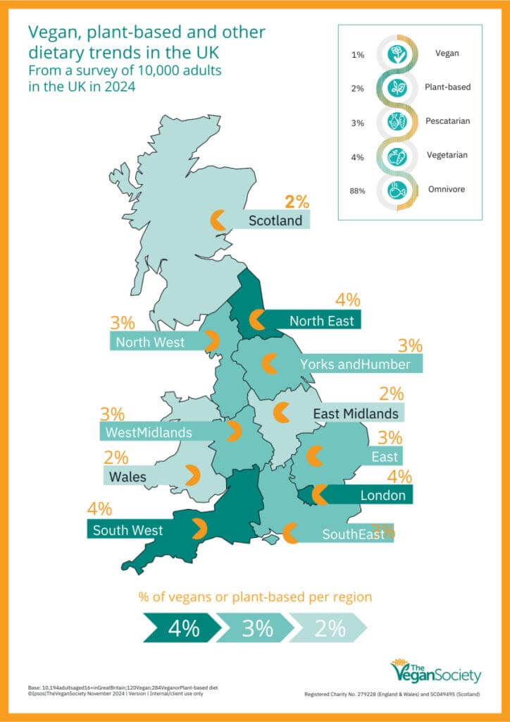 Vegán, növényi és egyéb étrendi trendek a Nagy Britanniában - infografika